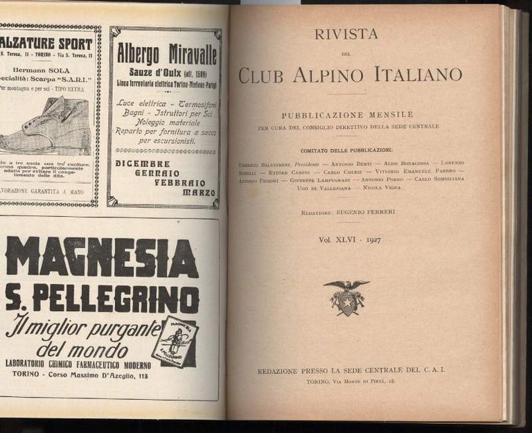 RIVISTA DEL CLUB ALPINO ITALIANO-Pubblivazione mensile vol. XLV/XLVI(1926/1927) | Immagine Gallery 8