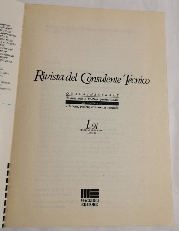 Rivista del consulente tecnico n. 1 /91