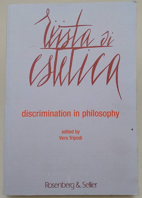 RIVISTA DI ESTETICA- DISCRIMINATION IN PHILOSOPHY( 2017)