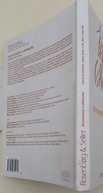 RIVISTA DI ESTETICA- DISCRIMINATION IN PHILOSOPHY( 2017)