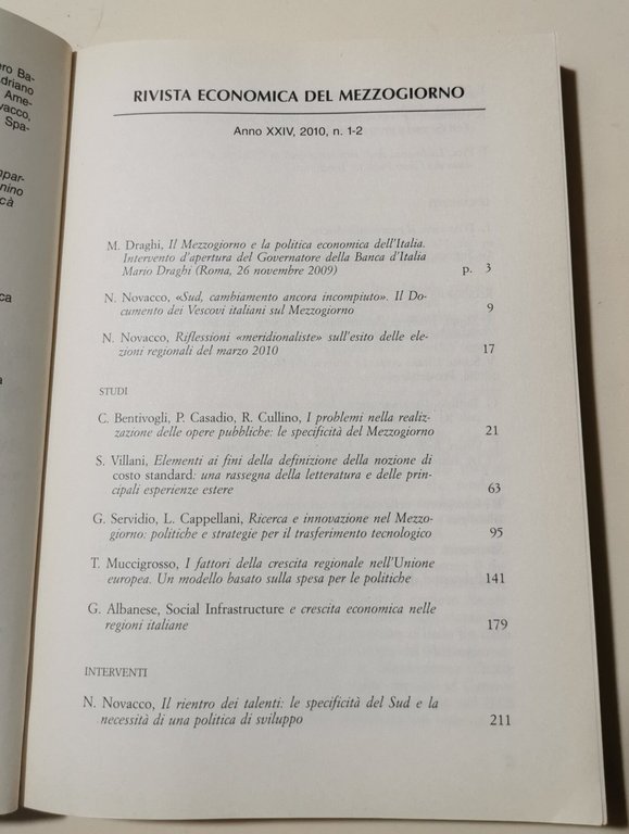 Rivista economica del Mezzogiorno 1-2/2010