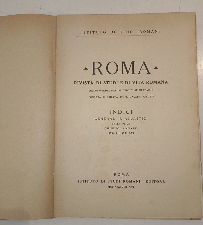 Roma Rivista di studi e di vita romana - Indici …