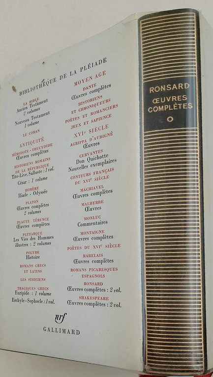RONSARD- OEUVRES COMPLETES VOL I- ( 1972)