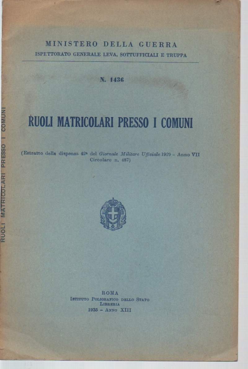 RUOLI MATRICOLARI PRESSO I COMUNI (1935)