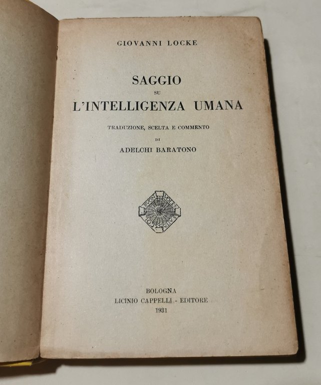 Saggio su l'intelligenza umana