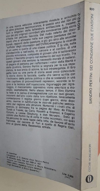 SANDRO PERTINI:SEI CONDANNE DUE EVASIONI(1978)