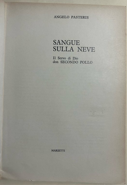 Sangue sulla neve - Il Servo di Dio don Secondo …