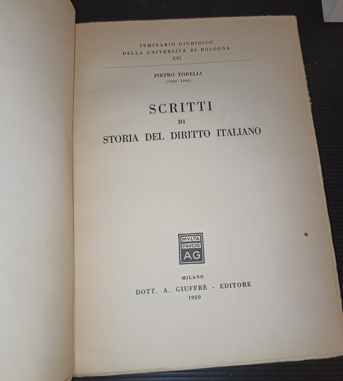 Scritti di storia del diritto italiano | Immagine principale