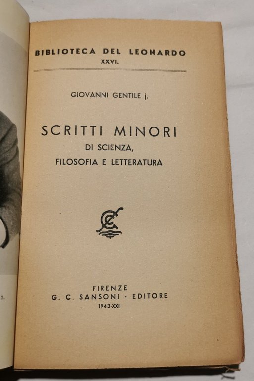 Scritti minori di scienza, filosofia e letteratura