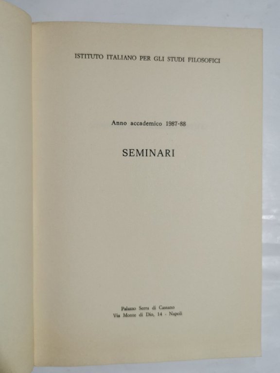 Seminari - Anno accademico 1987/88
