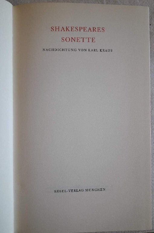 SHAKESPEARES SONETTE-NACHDICHTUNG VON KARL KRAUS(1964)