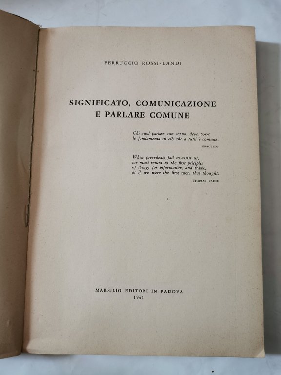 Significato , comunicazione e parlare comune