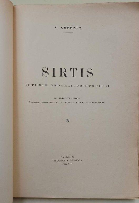 SIRTIS(STUDIO GEOGRAFICO-STORICO)(1933)