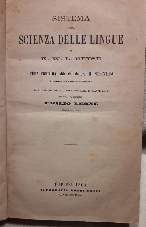 SISTEMA DELLA SCIENZA DELLE LINGUE(1864)