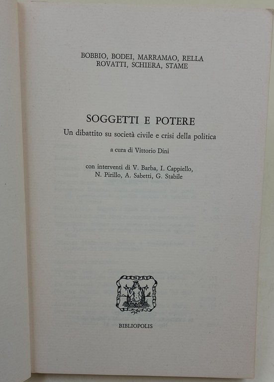 Soggetti e potere-un dibattito su societa' civile e crisi della …