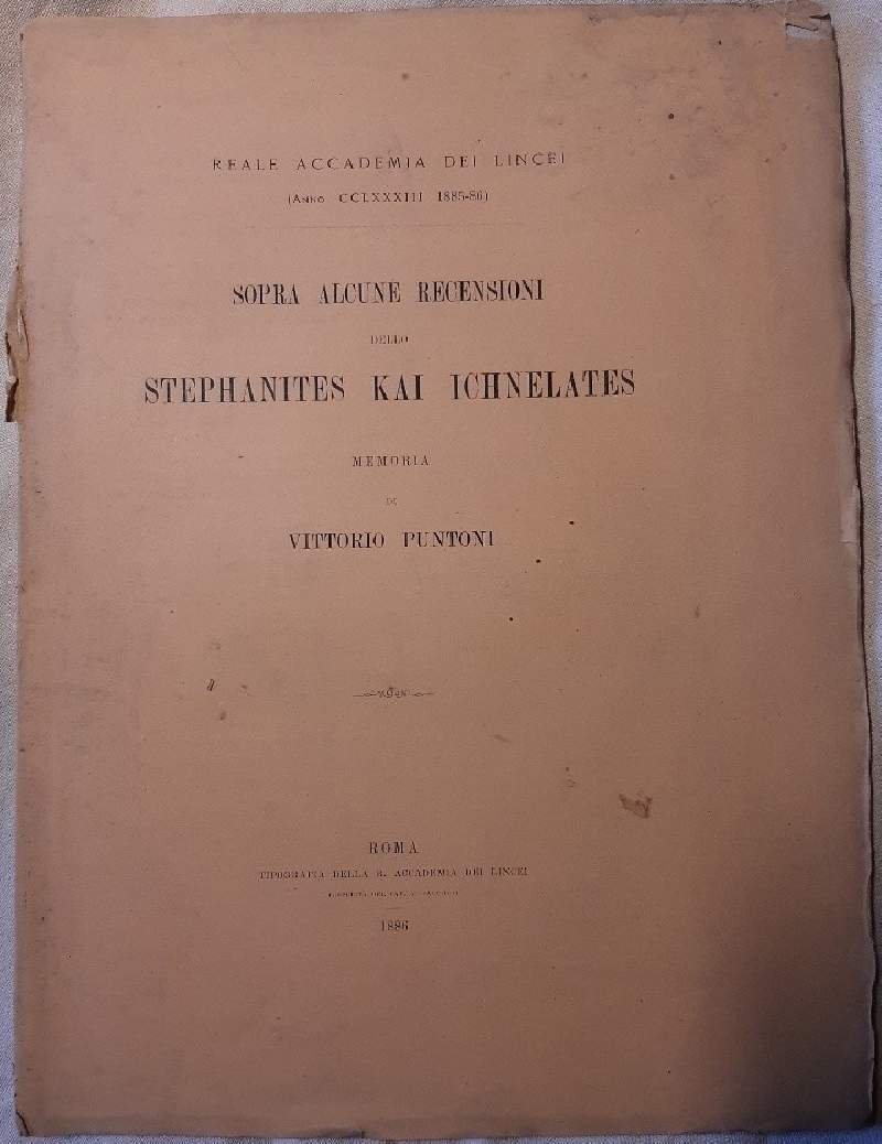 SOPRA ALCUNE RECENSIONI DELLO STEPHANITES KAI ICHNELATES- MEMORIA( 1886)