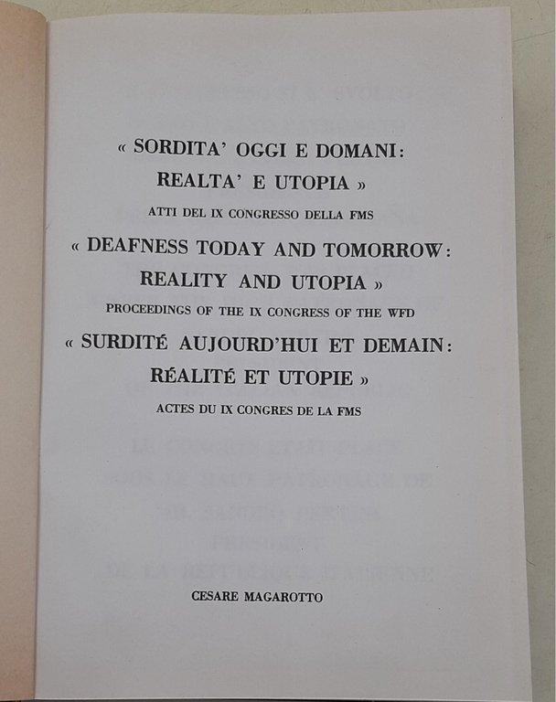 Sordita' oggi e domani: realta' e utopia - Atti del … | Immagine Gallery 2