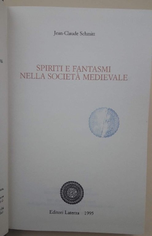 SPIRITI E FANTASMI NELLA SOCIETA' MEDIEVALE(1995)