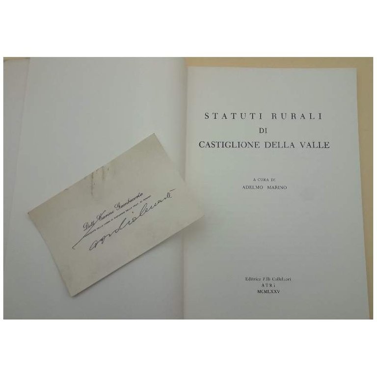 STATUTI RURALI DI CASTIGLIONE DELLA VALLE(1975)