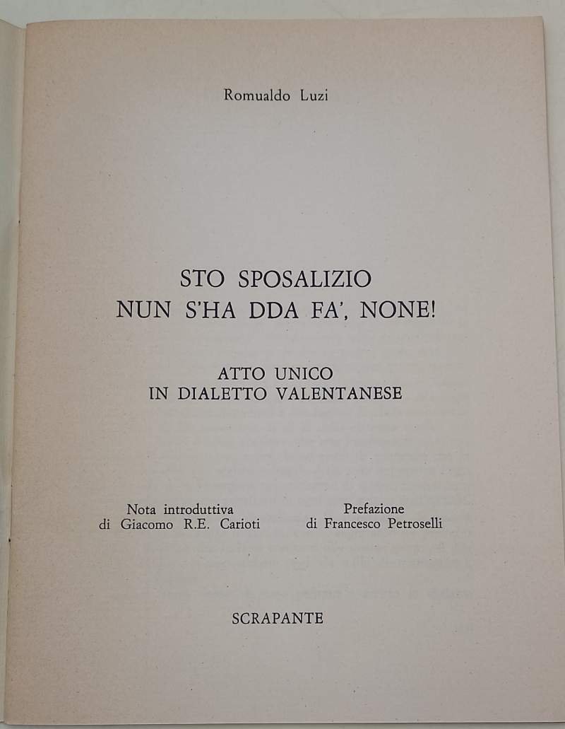 STO SPOSALIZIO NON S'HA DDA FA', NONE !-ATTO UNICO IN …