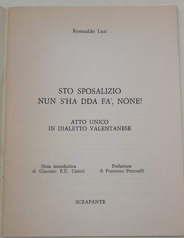 STO SPOSALIZIO NON S'HA DDA FA', NONE !-ATTO UNICO IN …