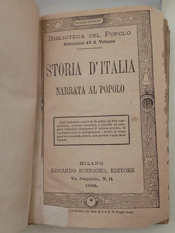STORIA D'ITALIA NARRATA AL POPOLO(1880)6 voll.