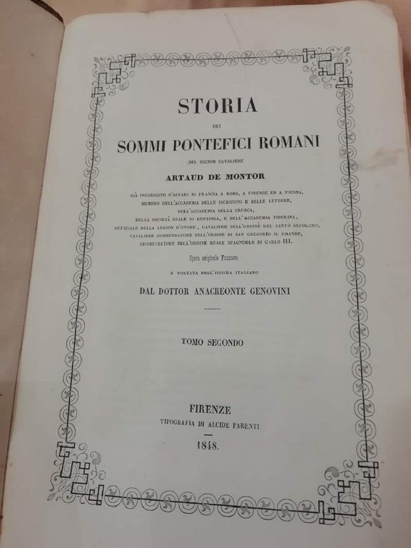 STORIA DEI SOMMI PONTEFICI ROMANI tomo II(1848) | Immagine Gallery 2