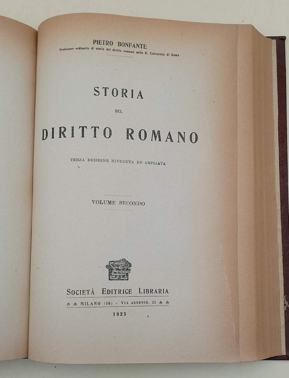 STORIA DEL DIRITTO ROMANO VOLL. I E II- ( 1923)