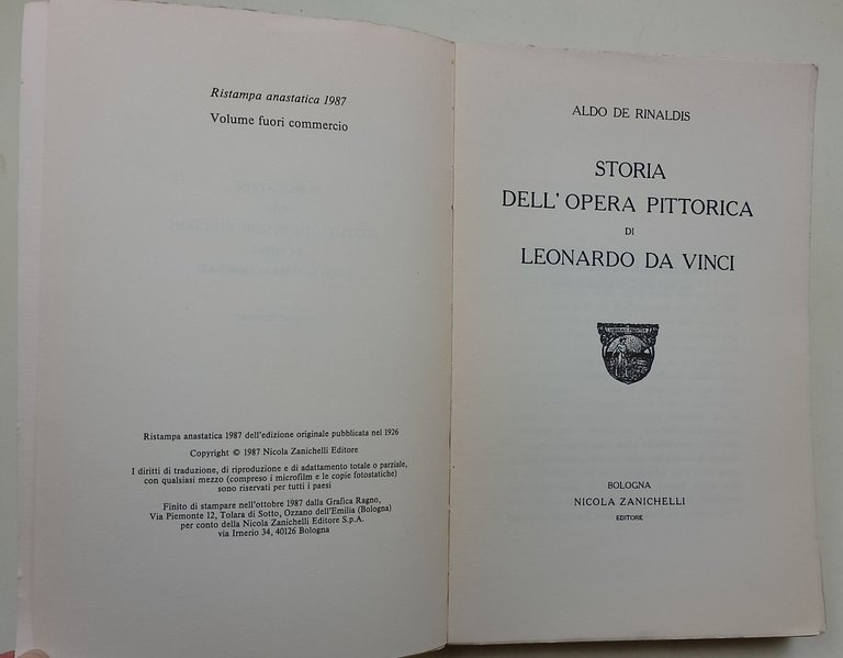 Storia dell'opera pittorica di Leonardo da Vinci ( Anastatica )