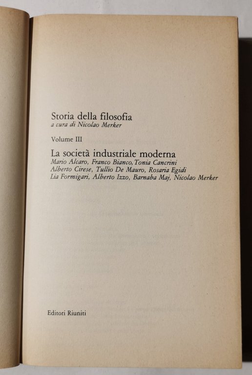 Storia della filosofia - Vol. III - La società industriale …