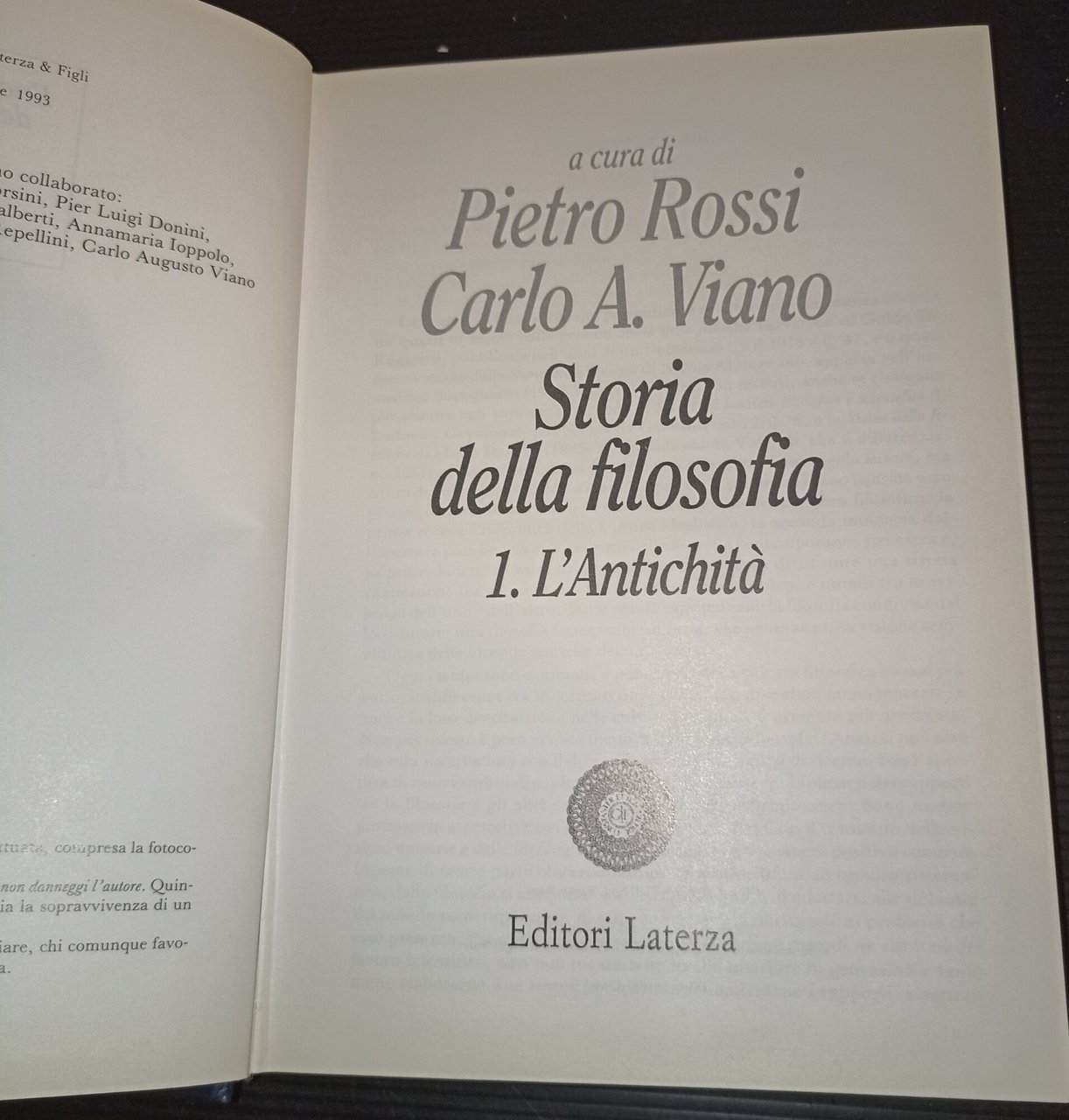 Storia della filosofia 1. l'Antichità