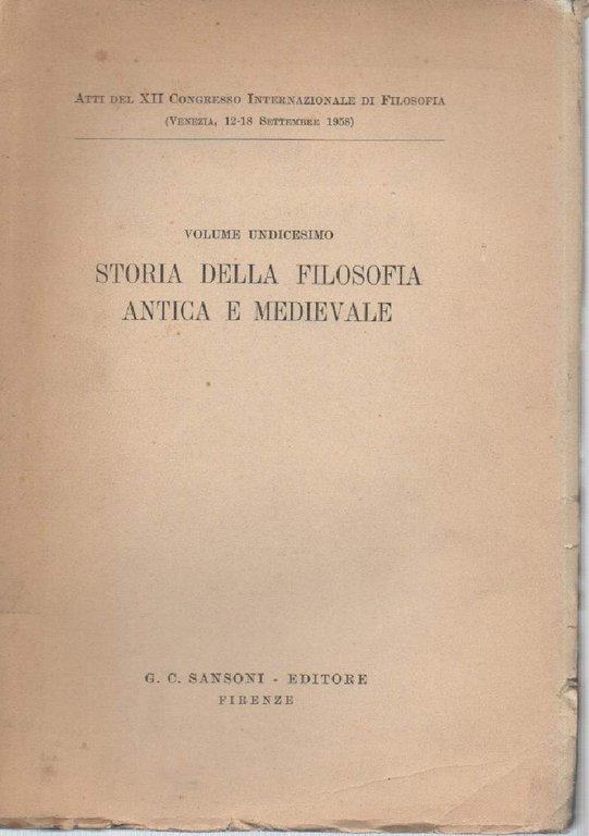 STORIA DELLA FILOSOFIA ANTICA E MEDIEVALE