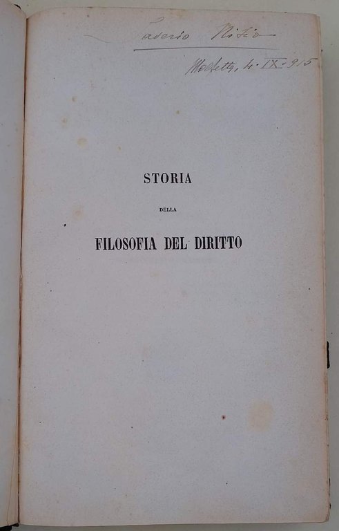 STORIA DELLA FILOSOFIA DEL DIRITTO(1855)
