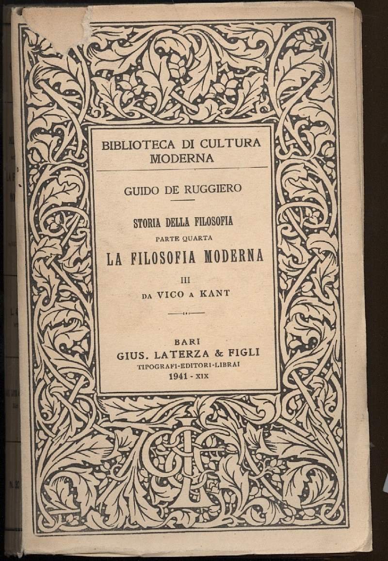 STORIA DELLA FILOSOFIA-Parte IV-La filosofia moderna-III da Vico a Kant