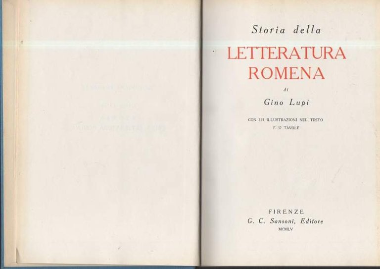 STORIA DELLA LETTERATURA ROMENA (1955)