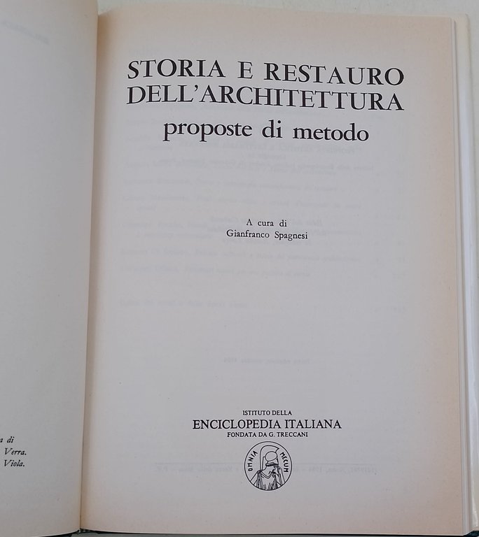 Storia e Restauro dell'architettura-proposte di metodo