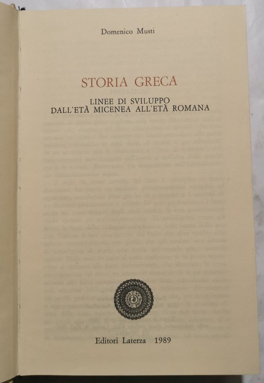 Storia greca - Linee di sviluppo dall'Eta' Micenea all'Eta' Romana