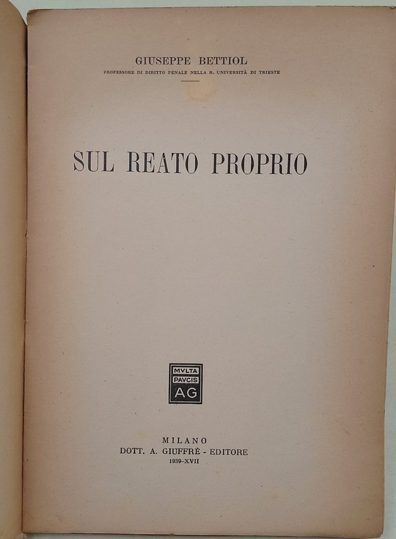 Sul reato proprio