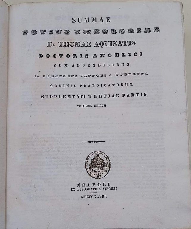 SUMMAE TOTIUS THEOLOGIAE D.THOMAE AQUINATIS DOCTORIS ANGELICI- VOLUMEN UNICUM(1848)