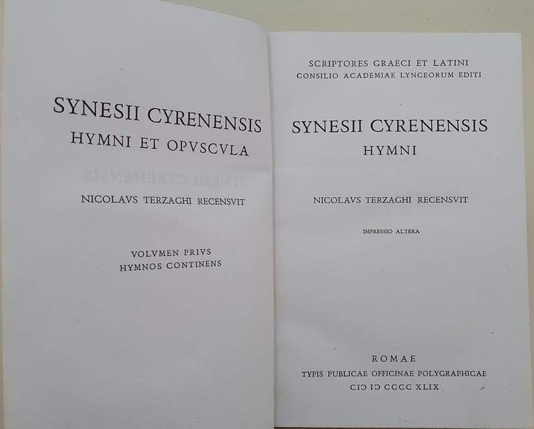 SYNESII CYRENENSIS HYMNI(1949)