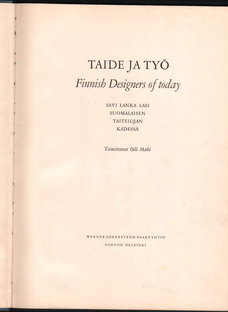 TAIDE JA TYO - FINNISH DESIGNERS OF TODAY (1954)
