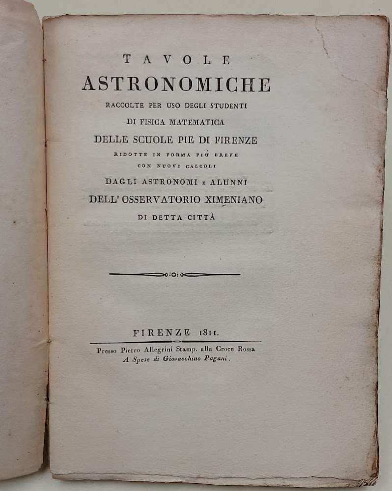 TAVOLE ASTRONOMICHE RACCOLTE PER USO DEGLI STUDENTI DI FISICA MATEMATICA …