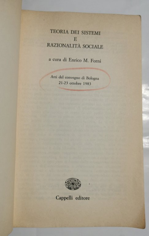 Teoria dei sistemi e razionalità sociale - Atti del convegno …