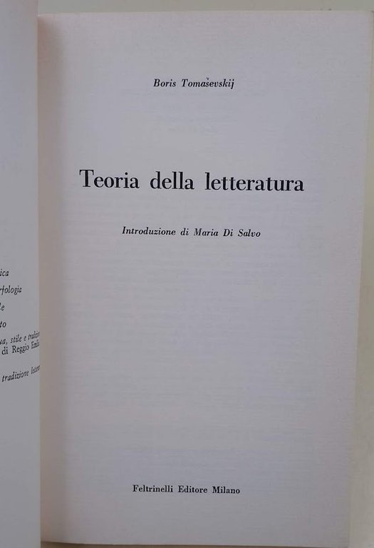 TEORIA DELLA LETTERATURA( 1978)