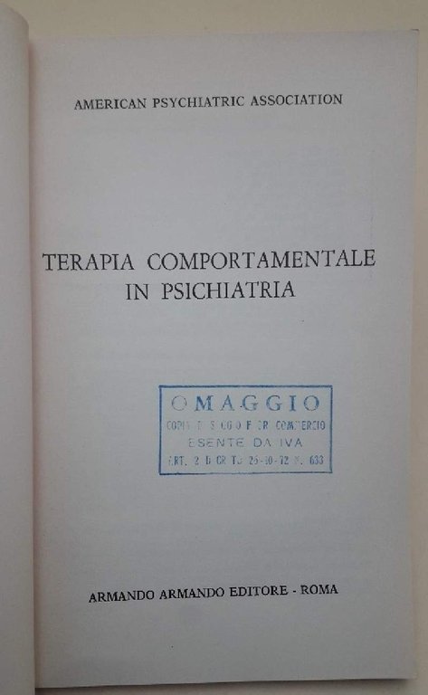 TERAPIA COMPORTAMENTALE IN PSICHIATRIA(1978)