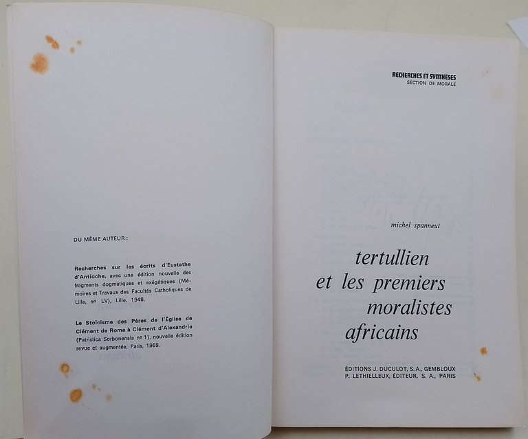 Tertullien et les premiers moralistes africains