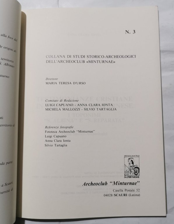 Testimonianze cristiane in territorio minturnese - I Toponimi " S. …