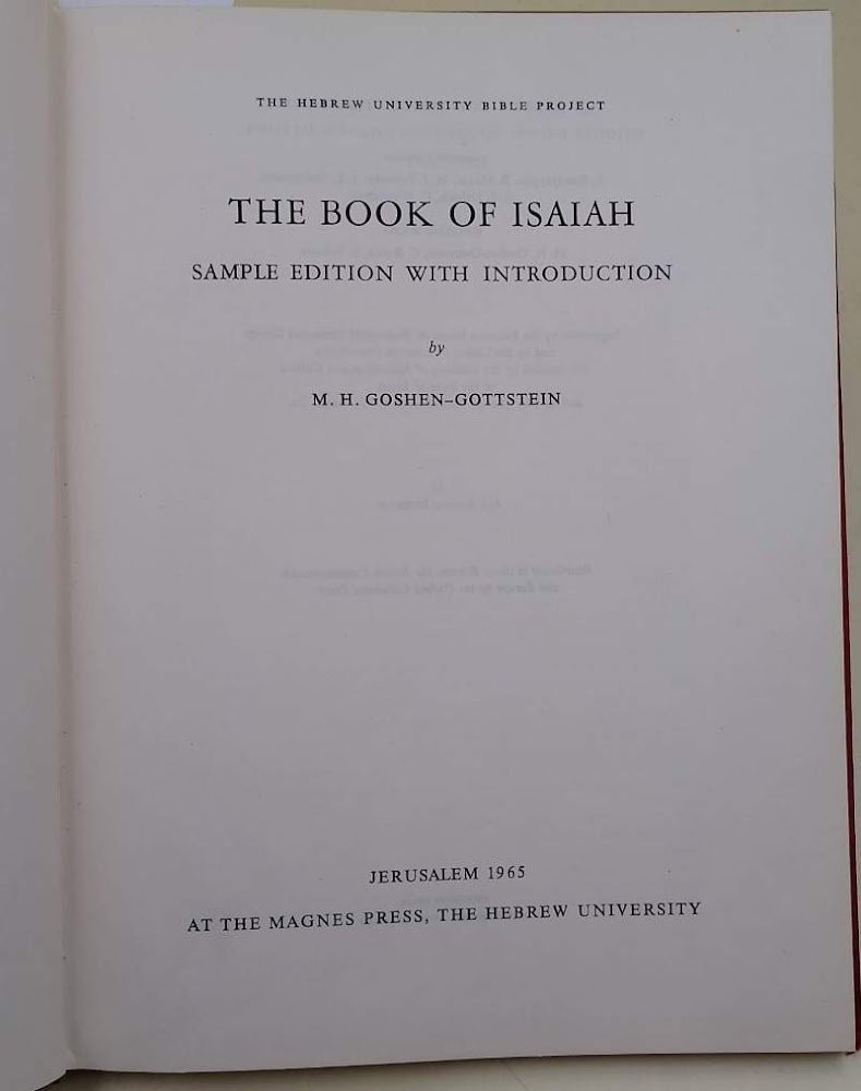 THE BOOK OF ISAIAH-SAMPLE EDITION WITH INTRODUCTION( 1965)