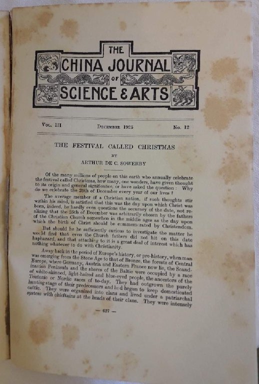 THE CHINA JOURNAL OF SCIENCE &amp; ARTS-DECEMBER 1925-VOL III-NO. 12(1925)