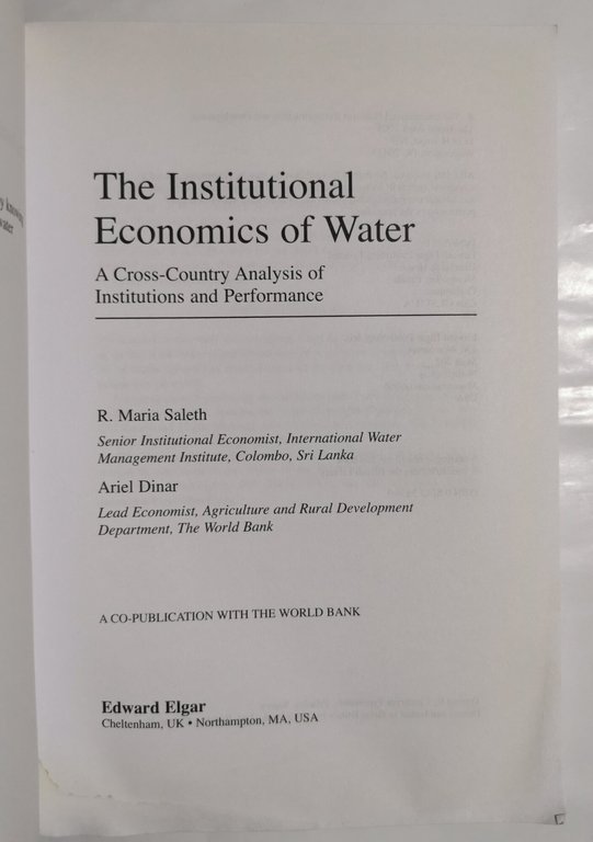 The institutional economics of water - a cross-country analysis of …